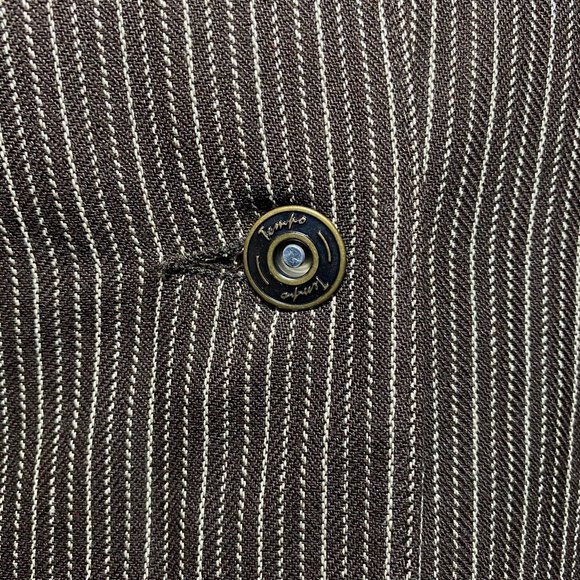 NWT Tempo Paris Blazer Brown Pinstripe with beautiful Floral Accent Size 2 - Picture 4 of 7